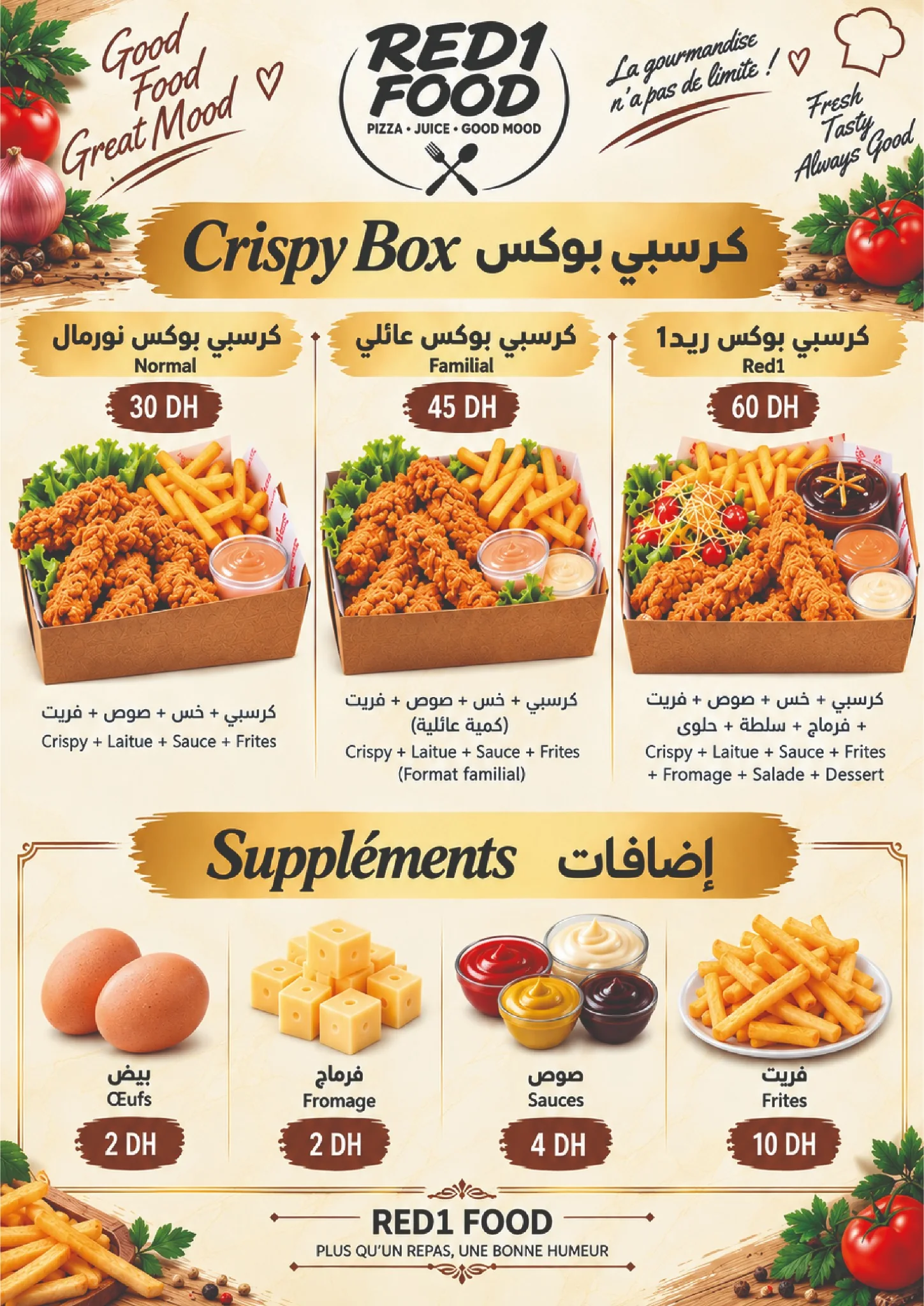 Crispy Box • Suppléments — RED1 FOOD