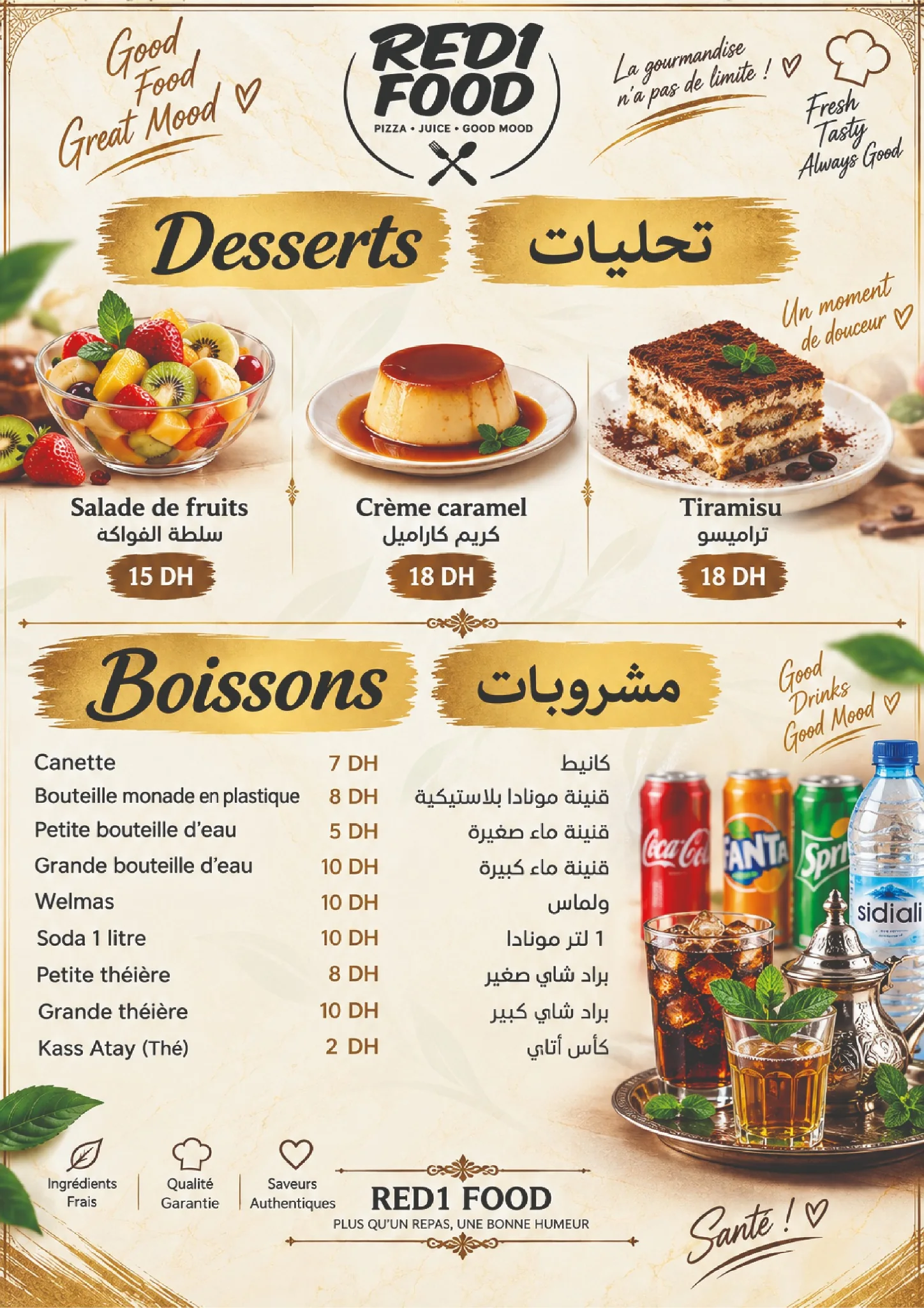 Desserts • Boissons — RED1 FOOD